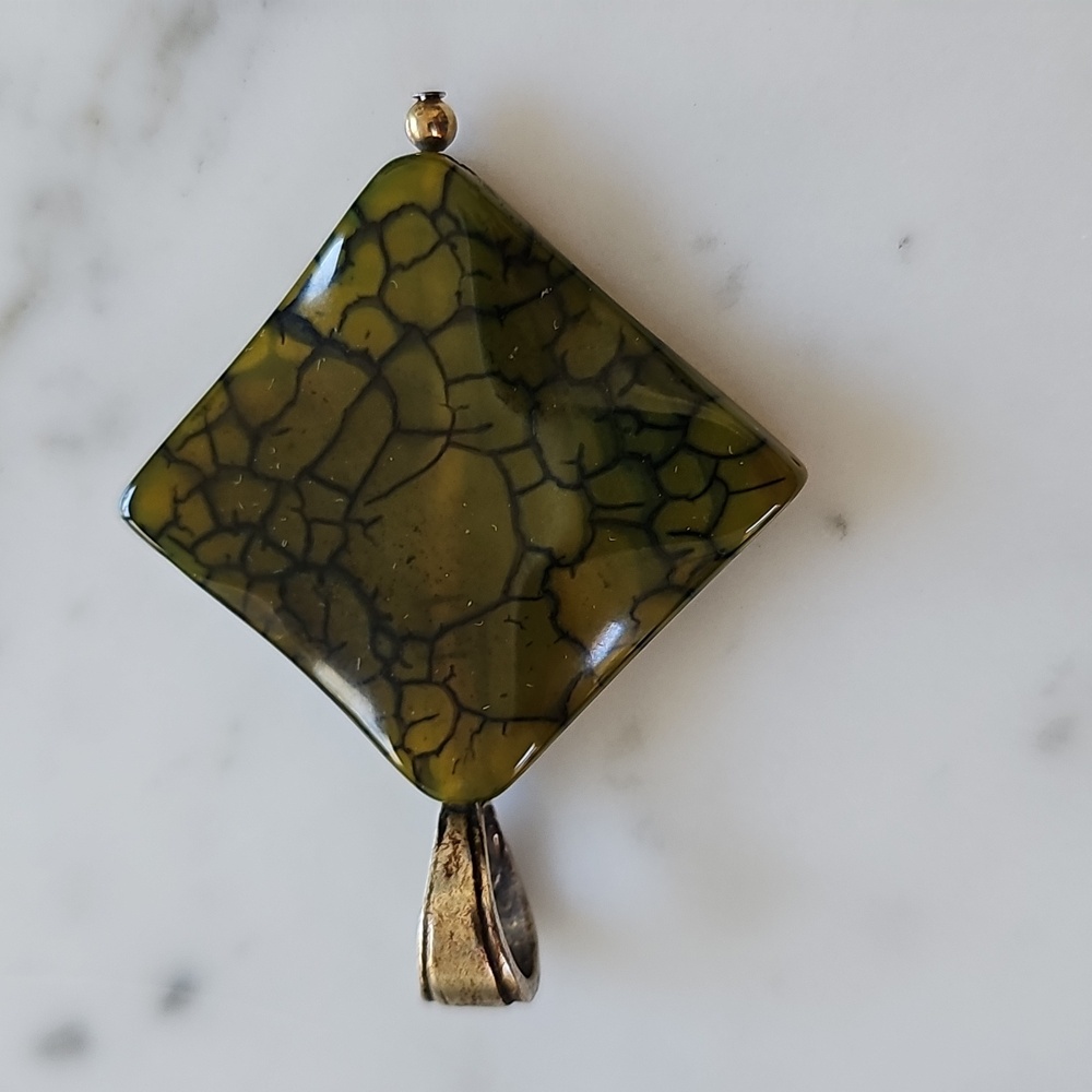💚HP💚Dragon Veins Agate Vintage Pendant - Picture 3 of 6